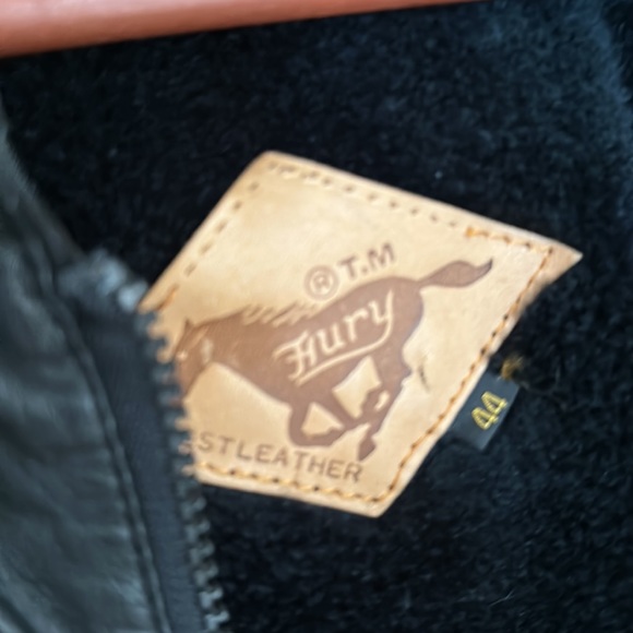 $1499 FURY Men’s Luxury Black Leather Bomber Utility Jacket Vest Coat size 44 - Picture 8 of 10